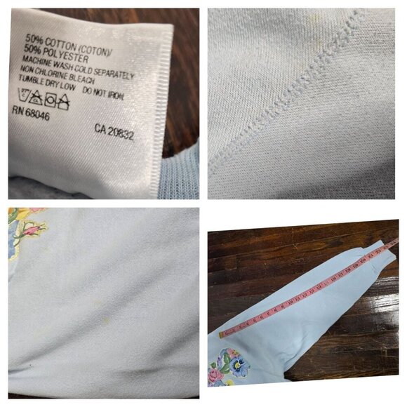 Vintage Grannycore FLoral Ruffled Crewneck Sweatshirt Tultex - Picture 6 of 16